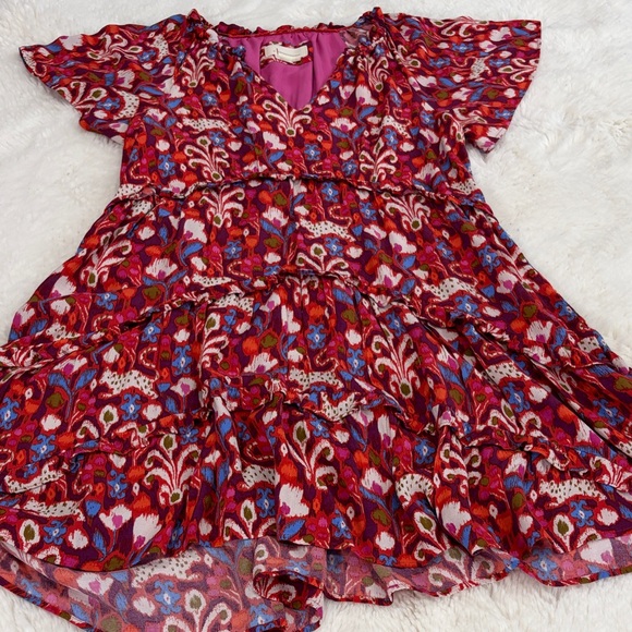 Anthropologie ,Size S,Floral V-Neck Women dress - Red and Pink - Picture 14 of 15